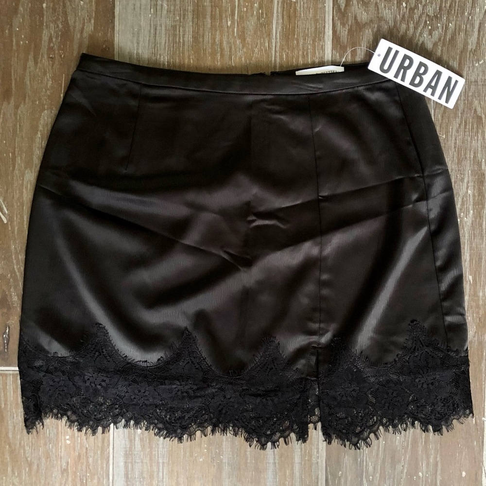 NWT Urban Outfitters Silk Lace Trim Mini Skirt